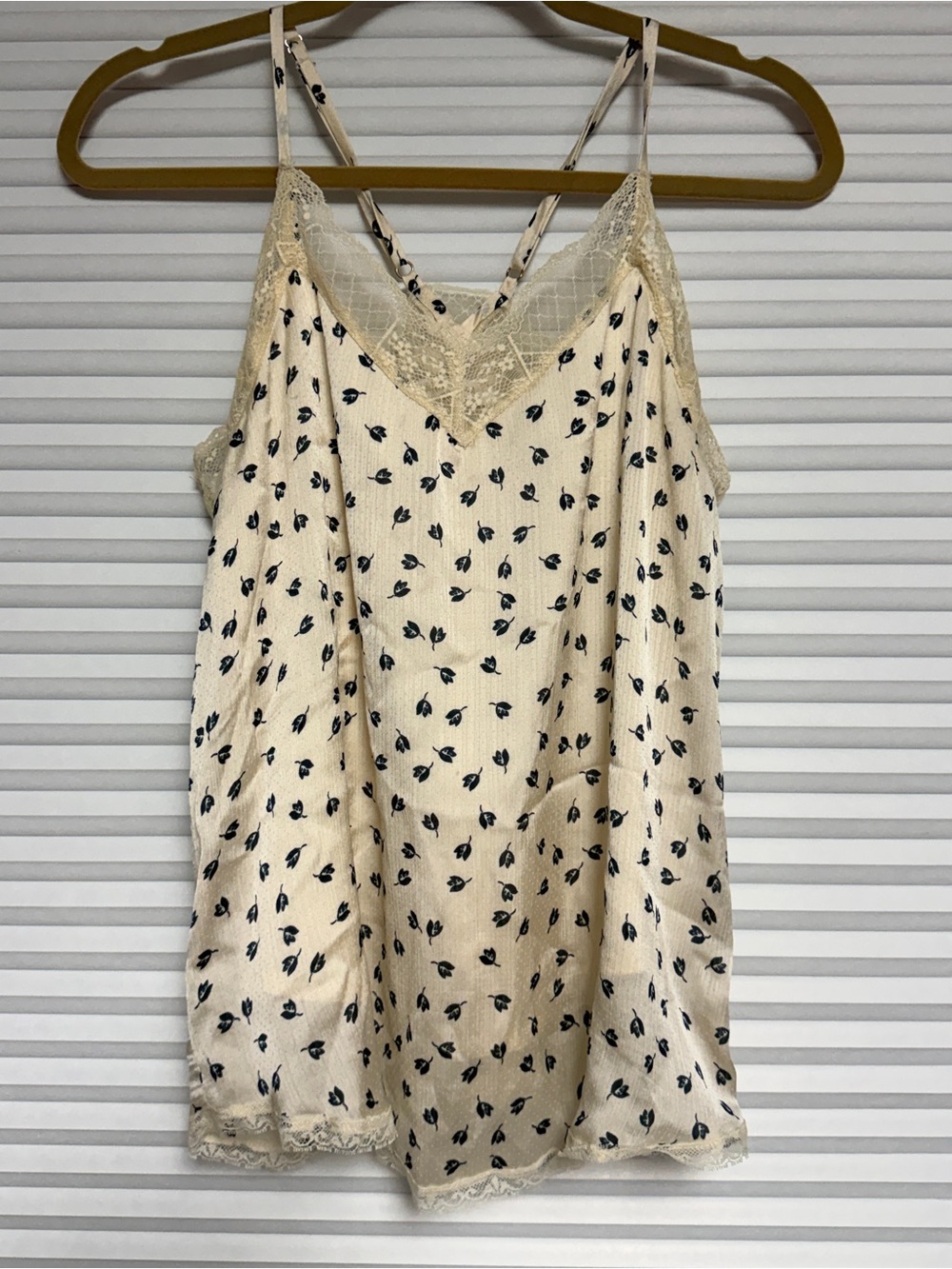 bishop + young Cream Lace-Trim Navy Floral Print Cami